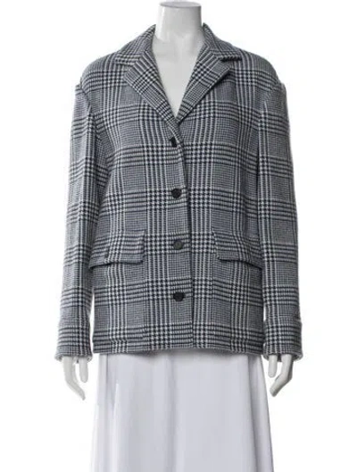 Pre-owned Theory Plaid Print Blazer In Blue