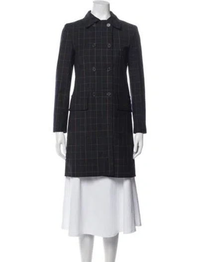 Pre-owned Theory Plaid Print Blazer In Blue