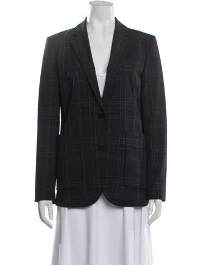 Pre-owned Theory Plaid Print Blazer In Blue