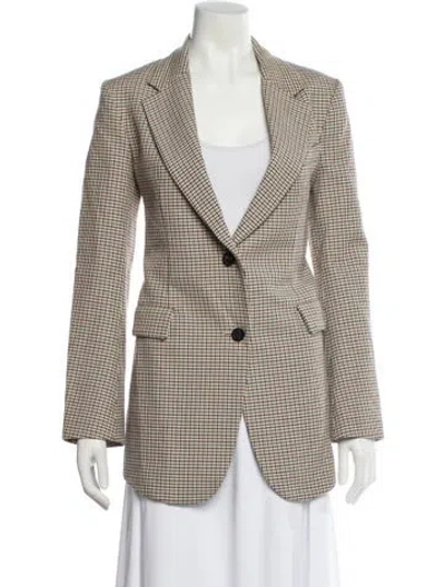 Pre-owned Theory Plaid Print Blazer In Brown