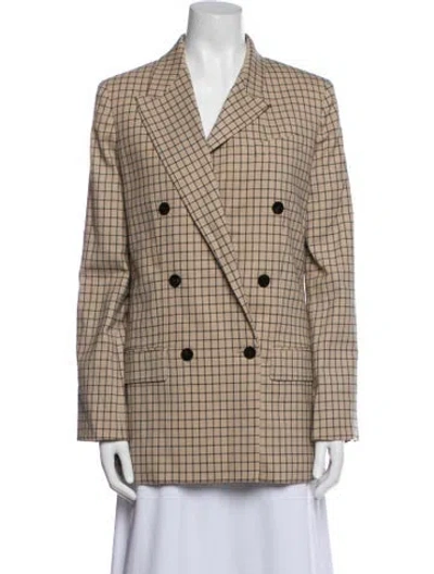 Pre-owned Theory Plaid Print Blazer In Brown
