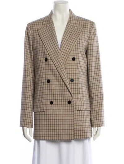 Pre-owned Theory Plaid Print Blazer In Brown