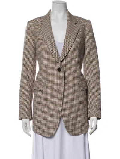 Pre-owned Theory Plaid Print Blazer In Brown