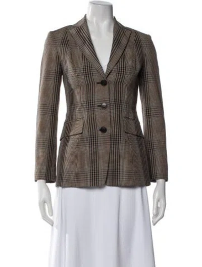 Pre-owned Theory Plaid Print Blazer In Brown