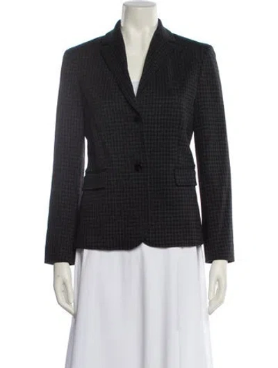 Pre-owned Theory Plaid Print Blazer In Gray