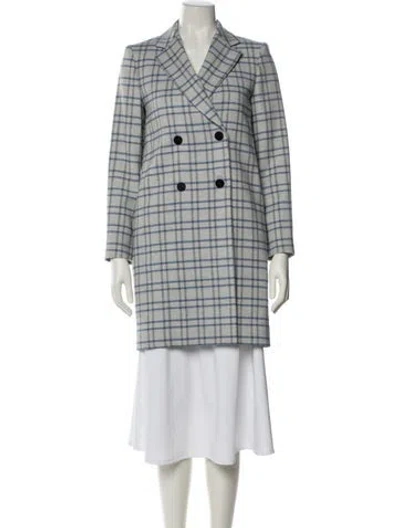 Pre-owned Theory Plaid Print Blazer In Gray