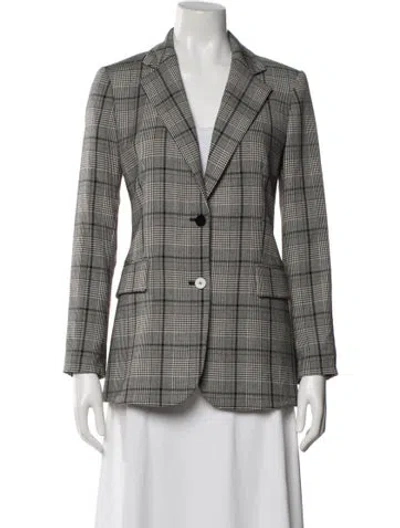 Pre-owned Theory Plaid Print Blazer In Gray