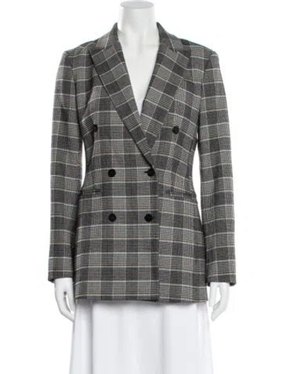 Pre-owned Theory Plaid Print Blazer In Gray