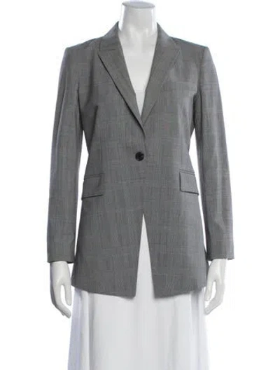Pre-owned Theory Plaid Print Blazer In Grey