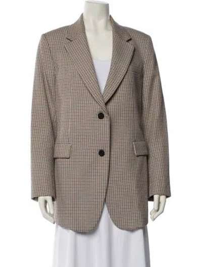 Pre-owned Theory Plaid Print Blazer In Neutral
