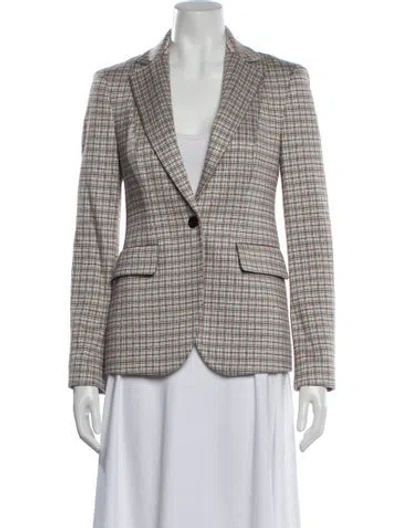 Pre-owned Theory Plaid Print Blazer In Neutral