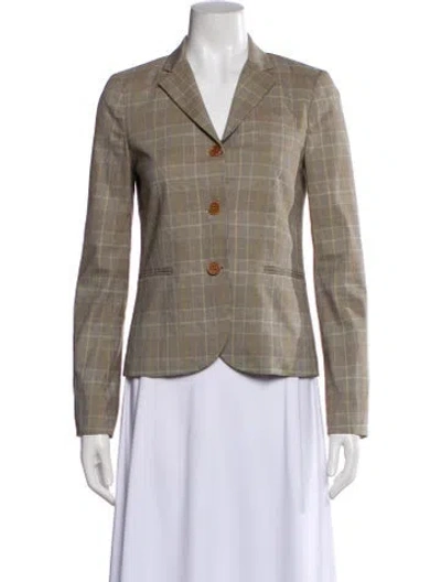 Pre-owned Theory Plaid Print Blazer In Neutral