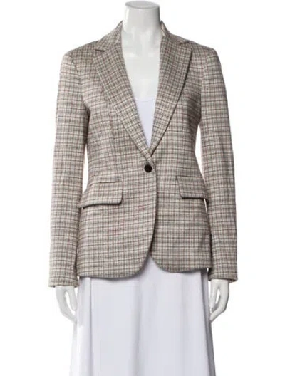 Pre-owned Theory Plaid Print Blazer In Neutral