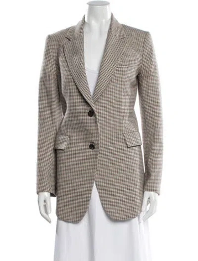 Pre-owned Theory Plaid Print Blazer In Neutral
