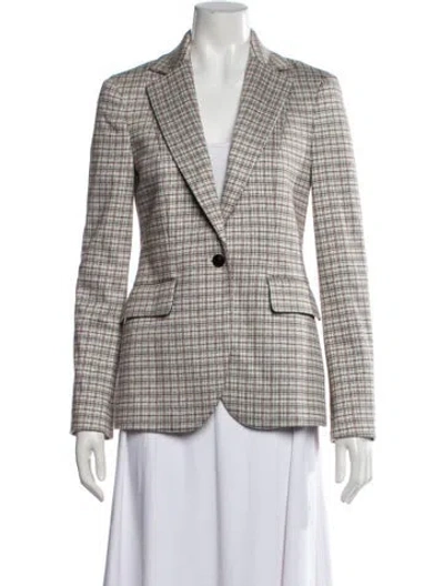 Pre-owned Theory Plaid Print Blazer In Neutrals