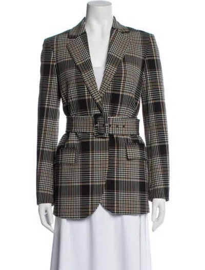 Pre-owned Theory Plaid Print Blazer In Neutrals