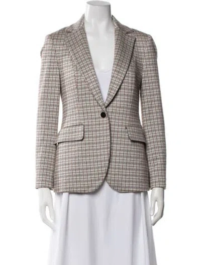 Pre-owned Theory Plaid Print Blazer In Neutrals