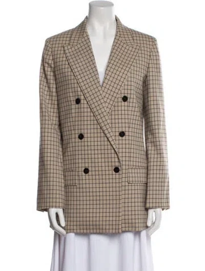 Pre-owned Theory Plaid Print Blazer W/ Tags In Brown