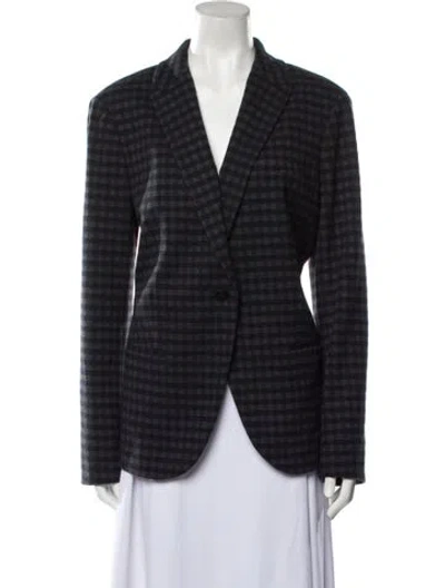 Pre-owned Theory Plaid Print Blazer W/ Tags In Gray