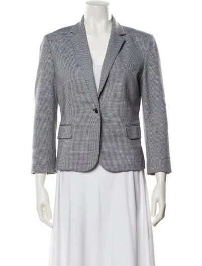 Pre-owned Theory Plaid Print Blazer In White