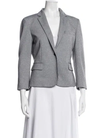 Pre-owned Theory Plaid Print Blazer In White
