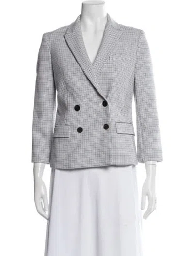 Pre-owned Theory Plaid Print Blazer In White