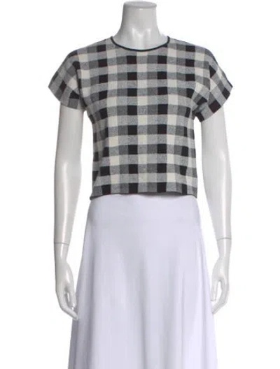 Pre-owned Theory Plaid Print Crew Neck Sweater In Gray