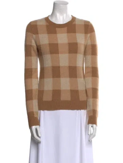 Pre-owned Theory Plaid Print Crew Neck Sweater In Neutral