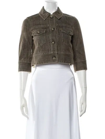 Pre-owned Theory Plaid Print Denim Jacket In Neutral
