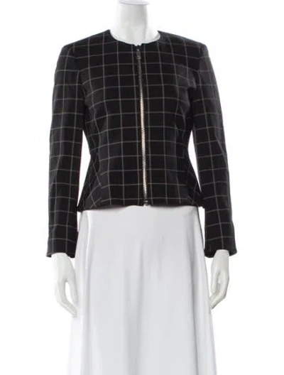Pre-owned Theory Plaid Print Evening Jacket In Black