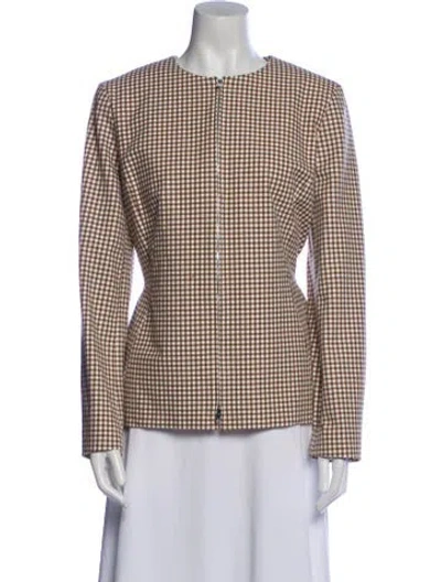 Pre-owned Theory Plaid Print Evening Jacket W/ Tags In Neutral