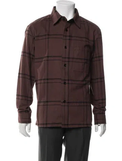 Pre-owned Theory Plaid Print Jacket In Brown