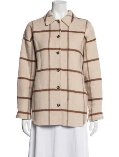 Pre-owned Theory Plaid Print Jacket In Brown