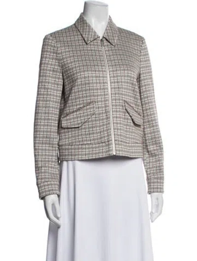 Pre-owned Theory Plaid Print Jacket In Neutral