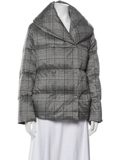 Pre-owned Theory Plaid Print Jacket W/ Tags In Grey