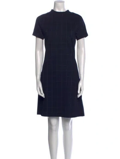 Pre-owned Theory Plaid Print Knee-length Dress In Blue
