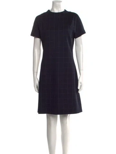 Pre-owned Theory Plaid Print Knee-length Dress In Blue