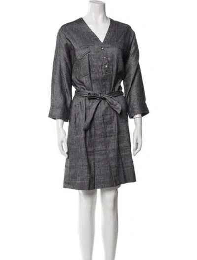 Pre-owned Theory Plaid Print Knee-length Dress In Blue