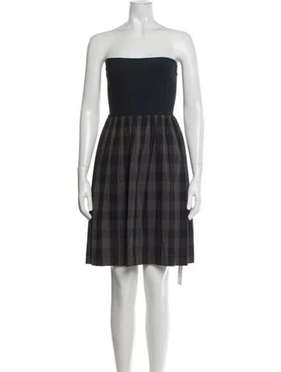 Pre-owned Theory Plaid Print Knee-length Dress In Blue