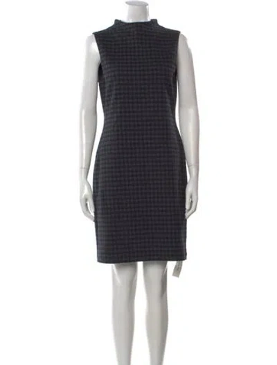 Pre-owned Theory Plaid Print Knee-length Dress In Gray
