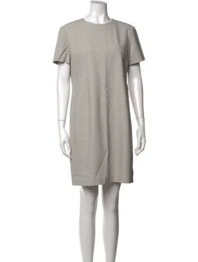 Pre-owned Theory Plaid Print Knee-length Dress In White