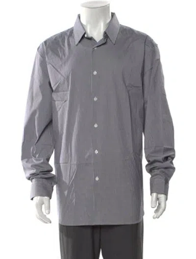 Pre-owned Theory Plaid Print Long Sleeve Dress Shirt In Black