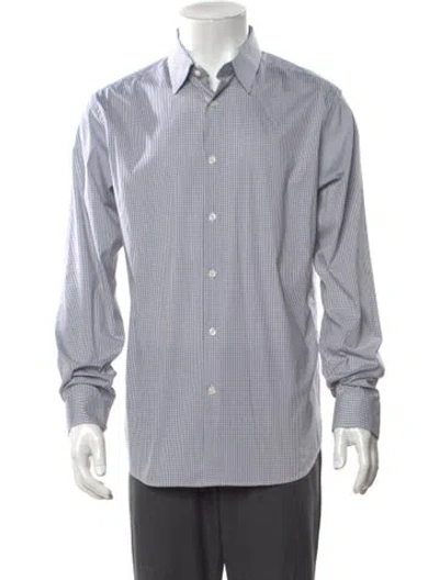 Pre-owned Theory Plaid Print Long Sleeve Shirt W/ Tags In Black