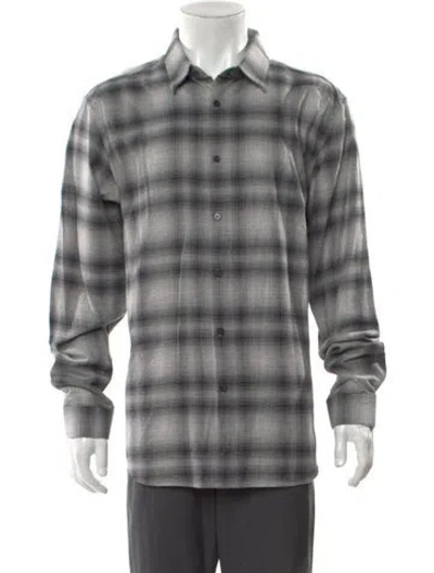 Pre-owned Theory Plaid Print Long Sleeve Shirt W/ Tags In Grey