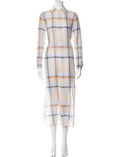 Pre-owned Theory Plaid Print Midi Length Dress In Neutral