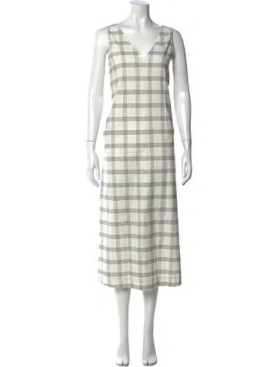 Pre-owned Theory Plaid Print Midi Length Dress In Neutrals