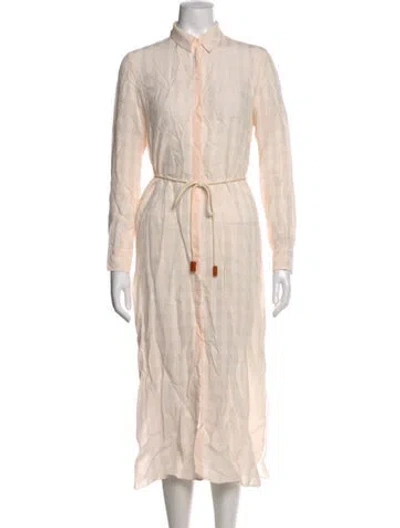 Pre-owned Theory Plaid Print Midi Length Dress In Pink