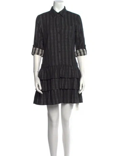 Pre-owned Theory Plaid Print Mini Dress In Black