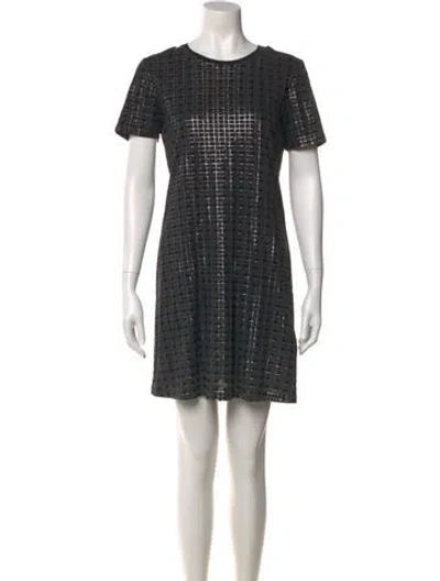Pre-owned Theory Plaid Print Mini Dress In Black