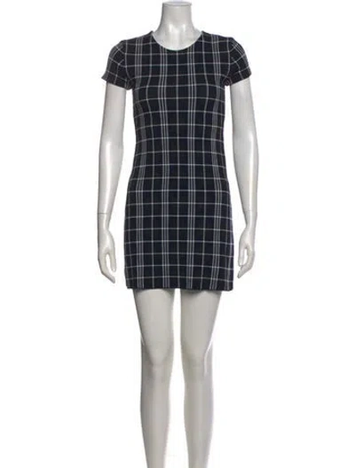 Pre-owned Theory Plaid Print Mini Dress In Blue